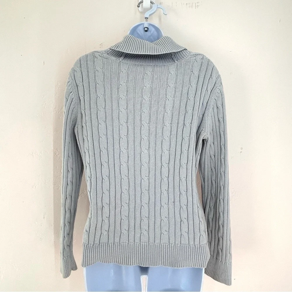 Chaps Ralph Lauren Cable Knit Shawl Collar Sweater Icy Blue Women’s Size M